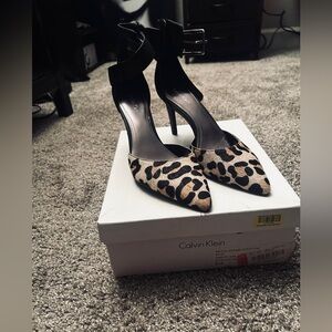 Calvin Klein Black and Tan Leopard Heels